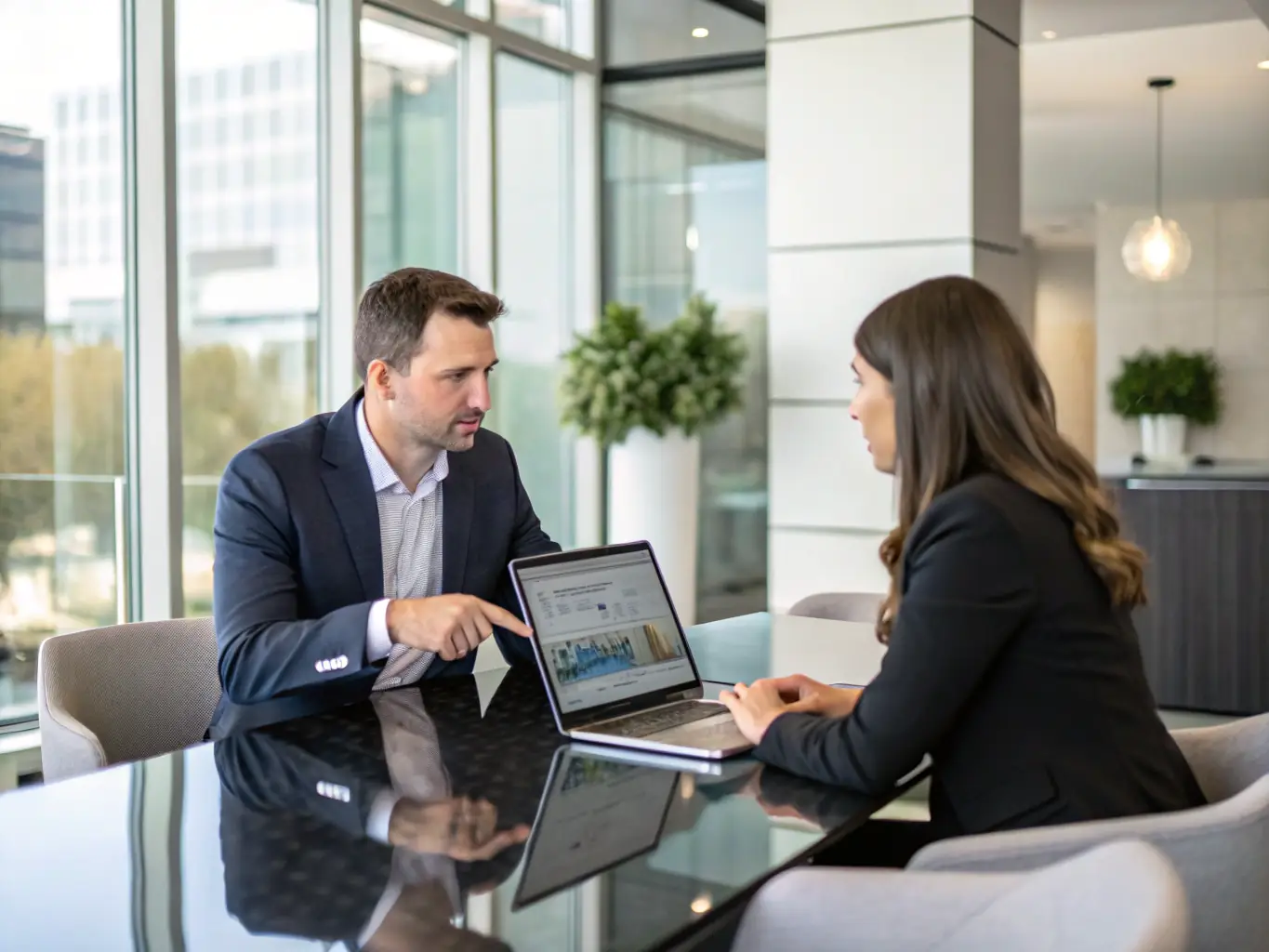 A consultant in a professional setting, advising a client on technical strategies and solutions. The image should convey expertise, trust, and a collaborative approach.